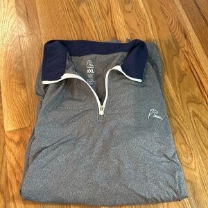 Rhoback grey 3/4 long sleeve zip seater (navy collar)